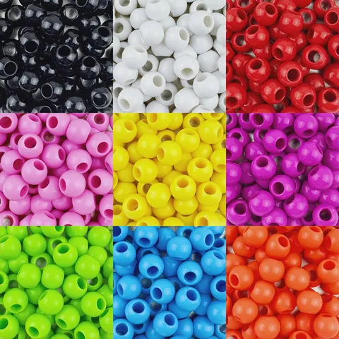 Colorful Acrylic Large Hole Round Loose Beads Spacer Beads For DIY Handmade Bracelets Jewelry Making Craft Supplies