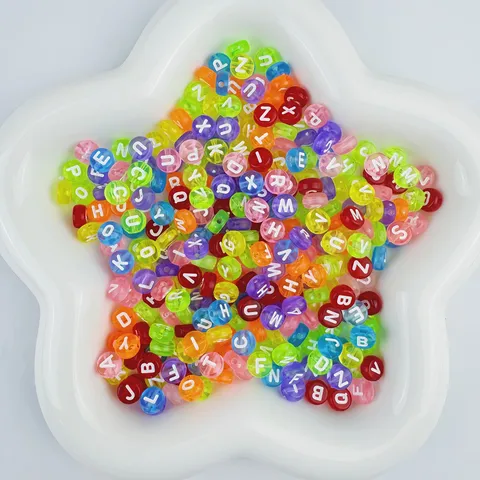 Acrylic English Letter Beads Colorful Loose Beads Flat Round Alphabet Beads For DIY Friendship Bracelets Jewelry Making Accessories