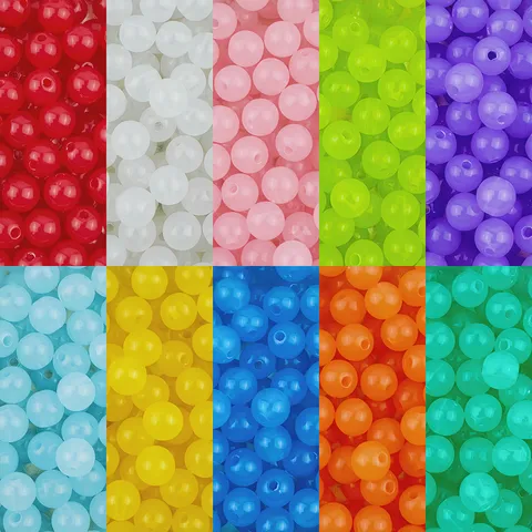 Acrylic Jelly Round Beads Loose Beading Material For DIY Bracelet Jewelry Accessories Making