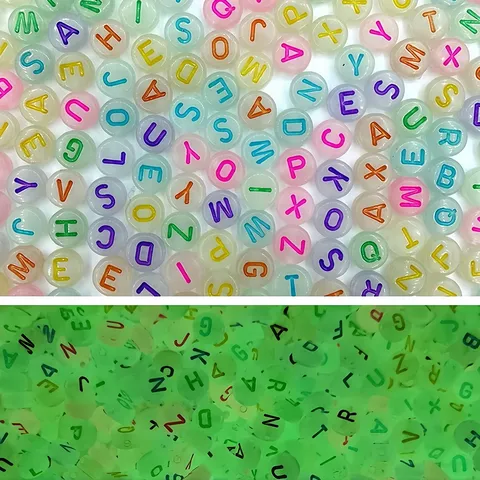 Acrylic Luminous Letter Beads Colorful Glow In The Dark Flat Beads For DIY Friendship Bracelets Jewelry Making