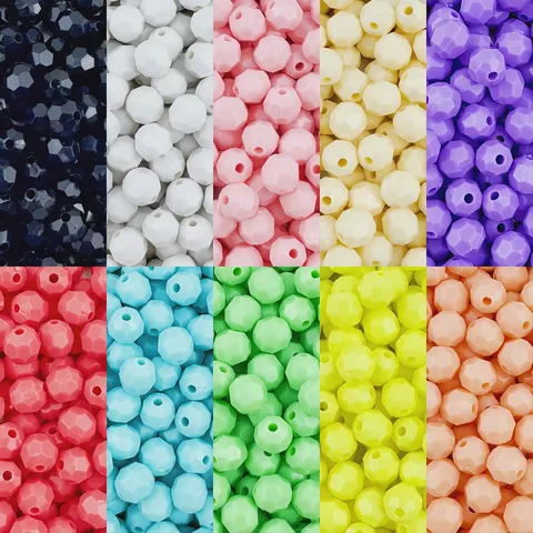 Colorful Acrylic Faceted Diamond Beads Loose Beads For DIY Handmade Bracelet Jewelry Making Craft Accessories
