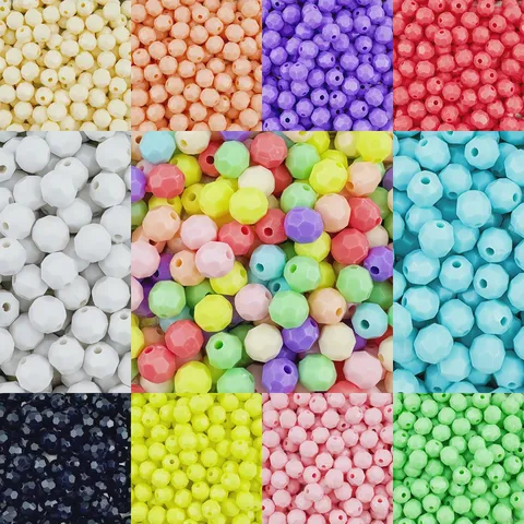 Colorful Acrylic Faceted Diamond Beads Loose Beads For DIY Handmade Bracelet Jewelry Making Craft Accessories