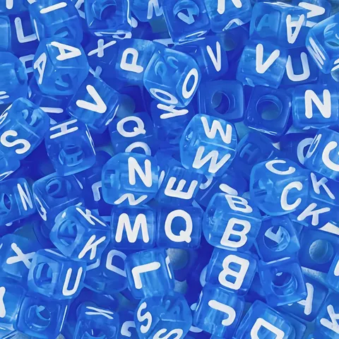 Blue Acrylic Letter Beads Cube Square Alphabet Loose Beads Assorted Bulk For DIY Handcrafted Jewelry Making Craft
