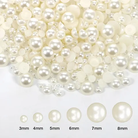 ABS Artificial Pearl Flat Back Half Round Beads For DIY Craft Nail Art Decoration