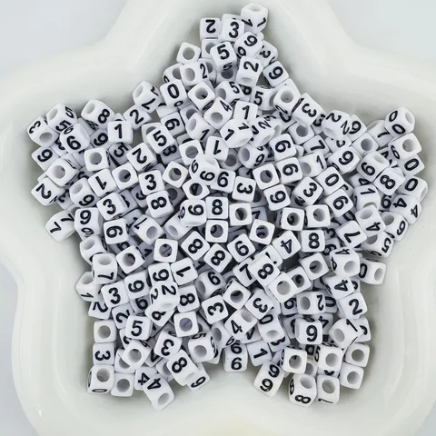 Acryl Nummer Kubus Kralen Wit En Zwart Vierkante Tussenkralen Voor DIY Sieraden Maken Ambachten Accessoires