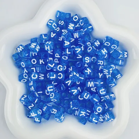 Blue Acrylic Letter Beads Cube Square Alphabet Loose Beads Assorted Bulk For DIY Handcrafted Jewelry Making Craft