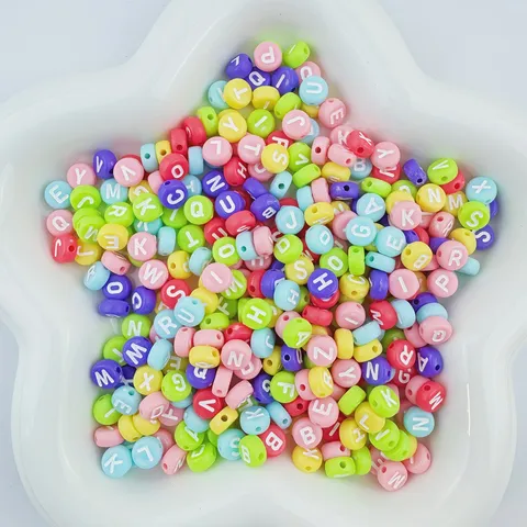 Acrylic Letter Beads Colorful Alphabet Loose Beads Flat Round Beads For DIY Friendship Bracelets Jewelry Accessories