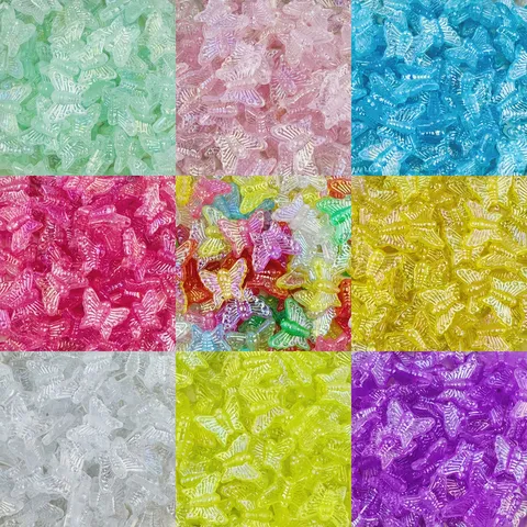 Perles Vrac Papillon Transparent Acrylique Coloré DIY Fait Main Accessoires Bijoux Pour Fabrication Bracelet Et Collier