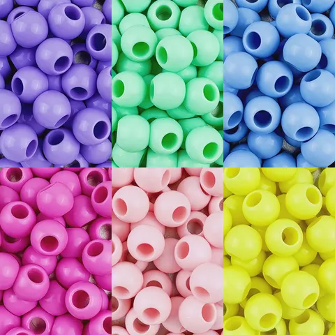 Colorful Acrylic Large Hole Round Loose Beads Spacer Beads For DIY Handmade Bracelets Jewelry Making Craft Supplies
