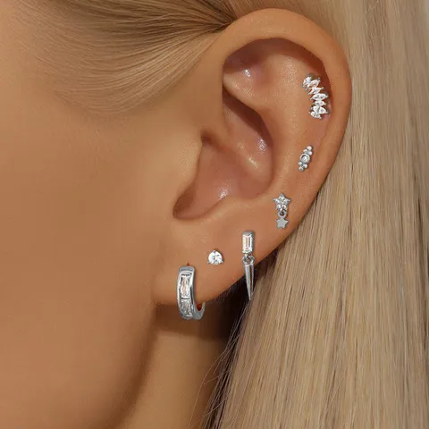 Verguld Koper Strass Oorknopjes Set Voor Vrouwen Ster Geometrische Kleine Oorbellen Luxe Mode Sieraden Cadeau