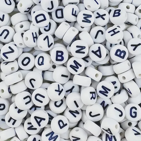 Acrylic Letter Beads Loose Beads For Handmade Friendship Bracelets DIY Jewelry Accessories Printed Design