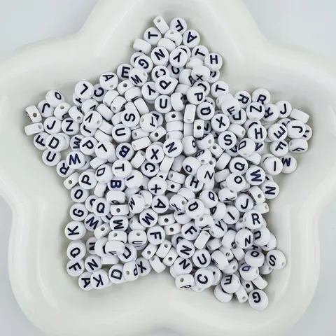Acrylic Letter Beads Loose Beads For Handmade Friendship Bracelets DIY Jewelry Accessories Printed Design