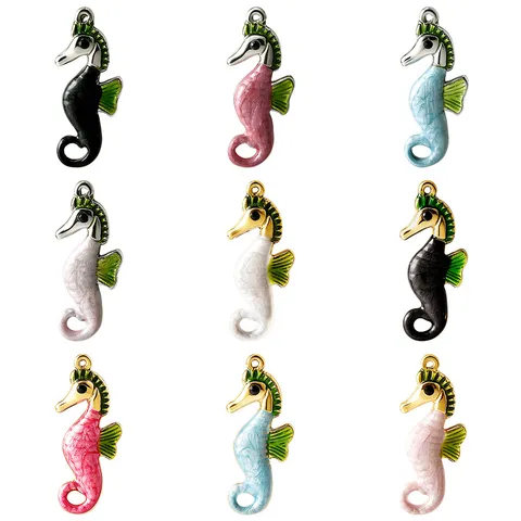304 Stainless Steel Seahorse Pendant Enamel Painted Marine Style Charm For DIY Necklace Earring Jewelry Making Accessories