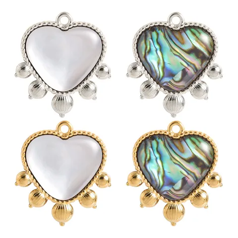 Colgante de Forma de Corazón de Acero Inoxidable 304 de Concha Natural 18K Chapado en Oro Linterna de Corazón DIY Joyería