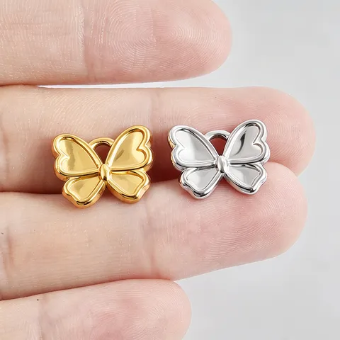 304 Stainless Steel 3D Butterfly Pendant Glossy 18K Gold Plated DIY Jewelry Making Charms Findings For Necklace Bracelet Women