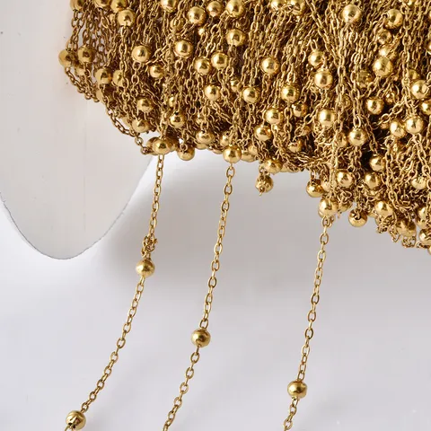 Stainless Steel Jewelry Making Chain Gold Silver Plated Cross Satellite Ball Bead Bulk Link Chain Link For Diy Necklace Bracelet Findings Material Craft Accessory