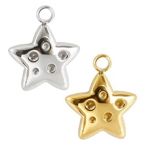 Edelstahl Dreidimensionaler Stern Anhänger Halskette Charm Strass Eingelegt Gold Silber Galvanisiert Stern Schmuck Zubehör Für DIY Handwerk Machen Herren Damen