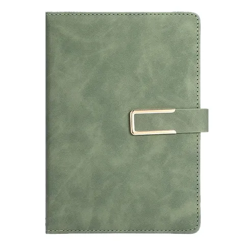 Cuaderno de Oficina de Negocios de Polipiel A5 Libro de Registro de Reuniones Color Sólido Diario con Correa de Hebilla de Metal Papelería