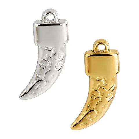 304 Edelstahl Wolfszahn Anhänger Hip Hop Hornform Retro Strukturierte Metall DIY Halskette Zubehör Für Herren Damen