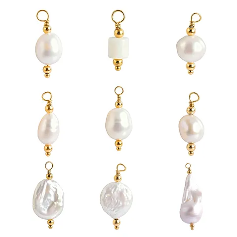 Irregular Freshwater Pearl 304 Stainless Steel Gold Pin Charm For DIY Jewelry Making Bracelet Necklace Pendant Handmade Accessory
