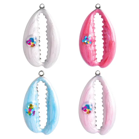 Pendentifs en Acier Inoxydable Émaillés Couleur Macaron Lune Étoile Coquillage Étoile de Mer pour la Fabrication de Bijoux DIY Femme