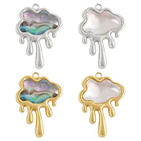 304 Stainless Steel Abalone Shell Pendant DIY Jewelry Charms Cloud Flower Oval Shape White Mother of Pearl Pendants For Necklace Bracelet Making
