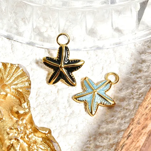 Stainless Steel Starfish Enamel Pendant Colorful Marine Charm For DIY Jewelry Making Necklace Bracelet Earring Accessories