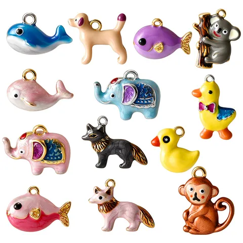 Edelstahl Cartoon Tier Tropföl Anhänger Nur Für DIY Schmuckherstellung Süße Ente Hund Koala Fuchs Elefant Wal Charms Zubehör