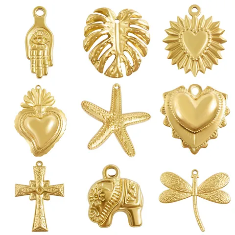 Ciondoli Fai da Te in Acciaio Inossidabile Minimalista per Bracciale Collana Orecchini Oro Argento Placcato Croce Cuore Elefante Stella Marina Componenti per Gioielli