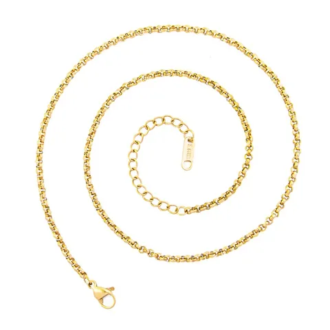 Collana a Catena con Perline Rotonde in Acciaio Inossidabile 304 Accessori Fai da Te Placcata Oro 18K per Donna Uomo