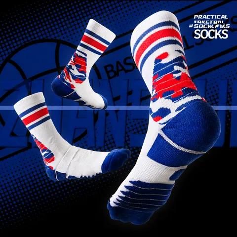 Men's Athletic Basketball Socks Cushioned Crew Sports Running Compression Cotton Socks