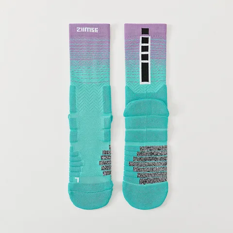 Men's Sports Basketball Socks Thickened Towel Bottom Cushioning Anti-Slip Mid-Tube Professional Athletic Running Gradient Socks
