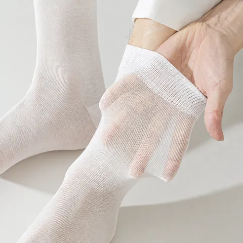 Men's Mulberry Silk Crew Socks Ultra Thin Breathable Deodorant Business Casual Mid Tube Dress Socks For Men