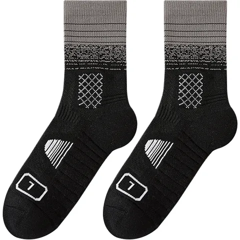 Men's Professional Basketball Socks Thickened Towel Bottom Breathable Moisture Wicking Athletic Running Sports Crew Socks