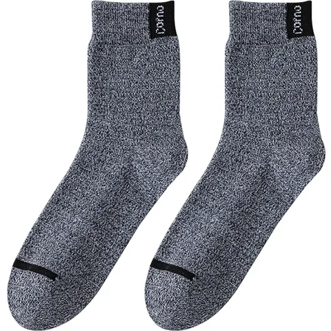 Men's Casual Cotton Blend Crew Socks Breathable Sweat Absorbent Solid Color Mid-Tube And Long Socks For Daily Wear