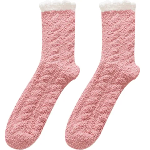 Womens Winter Thickened Coral Fleece Sleeping Socks Soft Warm Plush Home Floor Socks Plus Velvet Thermal Sleep Socks