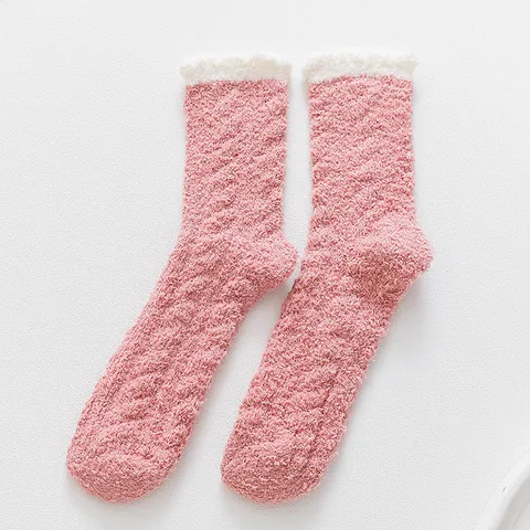 Womens Winter Thickened Coral Fleece Sleeping Socks Soft Warm Plush Home Floor Socks Plus Velvet Thermal Sleep Socks