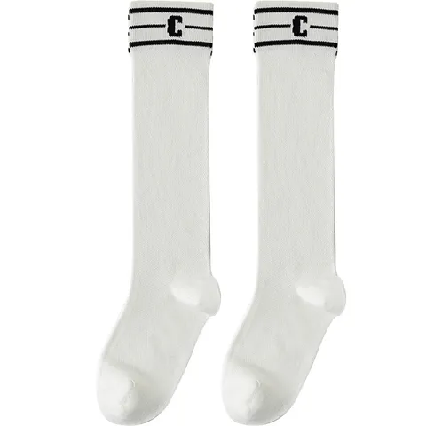 Calze Lunghe al Polpaccio in Cotone da Donna Mesh Traspirante Assorbente del Sudore Stile Preppy Calzettoni Casual