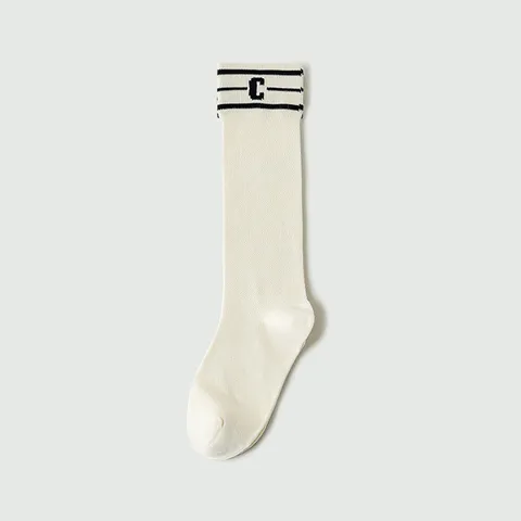Calze Lunghe al Polpaccio in Cotone da Donna Mesh Traspirante Assorbente del Sudore Stile Preppy Calzettoni Casual