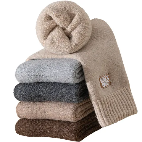 Herren Winter Warme Wollmischung Crew Socken Verdickte Thermische Fleece Handtuchboden Deo Kaltes Wetter Lange Socken