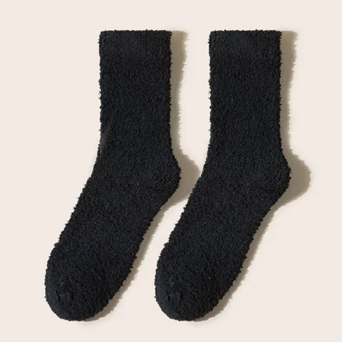 Calze da Notte in Pile Corallo Ispessito Invernali da Donna Caldo Morbido Confortevole Tinta Unita Casa Pavimento