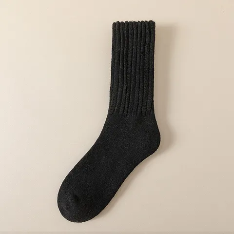 Heren Winter Verdikke Thermische Wollen Sokken Effen Kleur Comfortabele Warme Crew Sokken Casual Katoenen Sokken