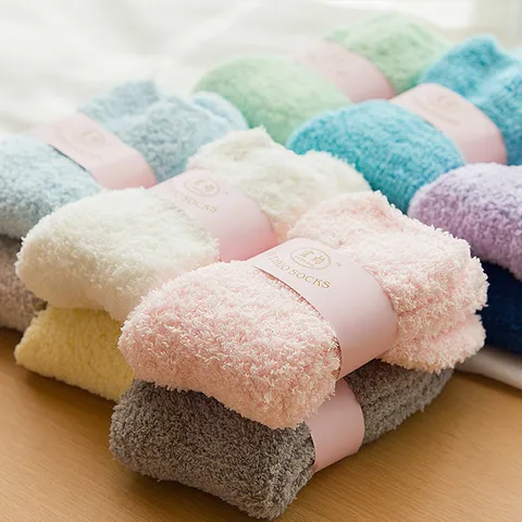 Calzini da Notte in Pile di Corallo Rinforzato per Donne Inverno Caldo Tinta Unita Casa Pavimento Accogliente Morbido Termico