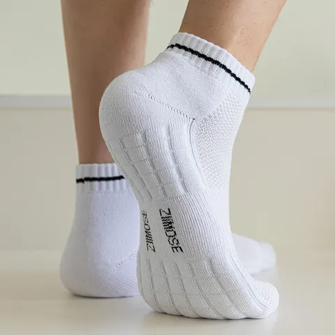 Men Athletic Cotton Crew Socks Breathable Mesh Towel Bottom Deodorant Sweat-Absorbing Casual Sports Socks