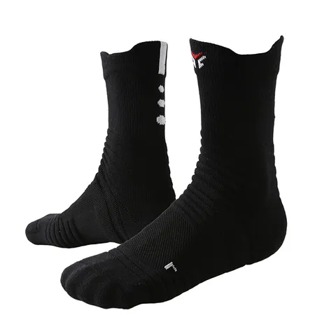 Men's Basketball Socks Mid Calf Athletic Sports Cushion Towel Bottom Anti-Slip Running Training Crew Socks