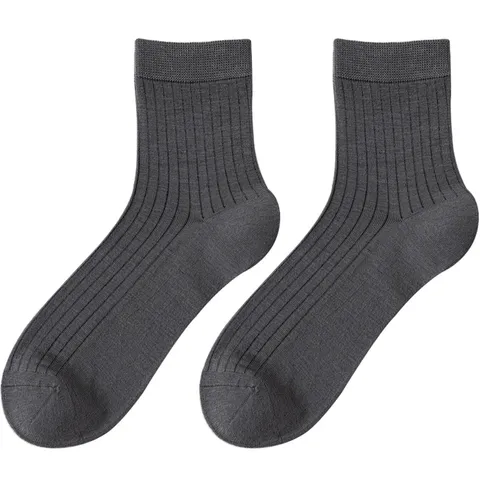 Men's Mulberry Silk Mid-Tube Socks Summer Thin Breathable Mesh Deodorant Sweat-Absorbing Solid Color Casual Crew Socks