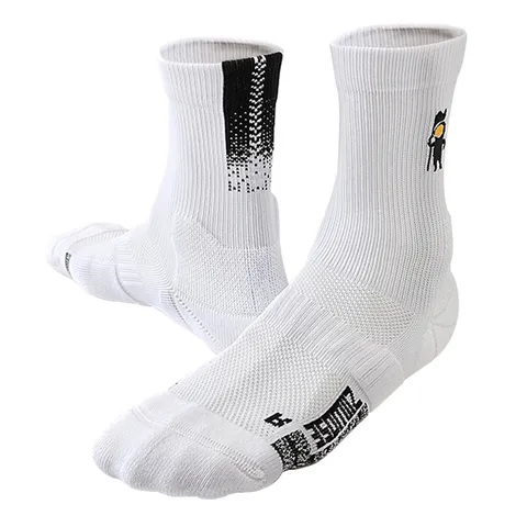 Men's Basketball Sports Socks Thickened Towel Bottom Non Slip Athletic Crew Socks Embroidered Breathable Cotton