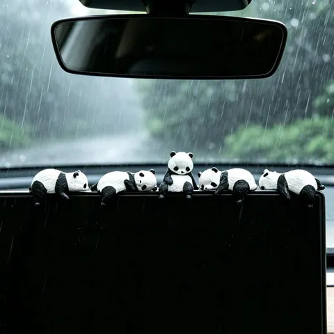 Cartoon Mini Panda Figuur PVC Dier Ornament Voor Auto Dashboard Desktop Decoratie Schattige Panda Beeldhouwwerk Landschapsarchitectuur Pop Speelgoed