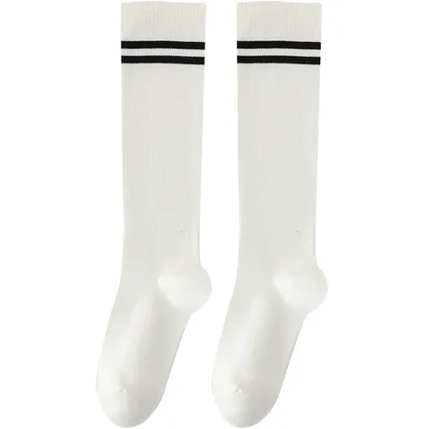 Women Cotton Over The Knee High Socks Japanese JK Style Striped Compression Slimming Stockings Cute Daily Casual Hosiery