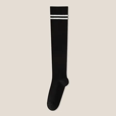 Women Cotton Over The Knee High Socks Japanese JK Style Striped Compression Slimming Stockings Cute Daily Casual Hosiery